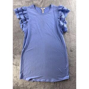 Matilda Jane Womens Cozy Vintage Ruffle Sleeve Tunic Dress Size XL Blue Soft Top